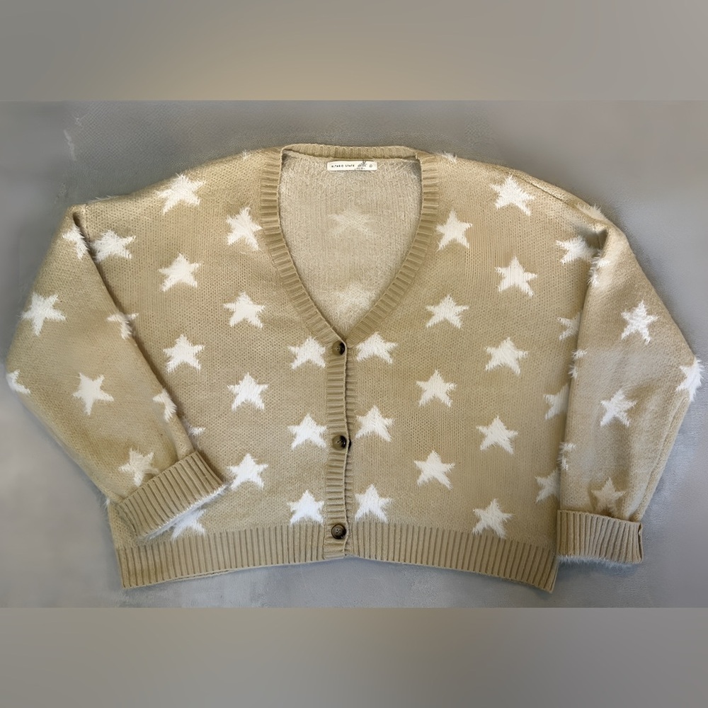 Altar'd State Beige and Cream Star Cardigan - Picture 2 of 8